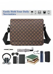 Flip Top Shoulder Bag European American Fashion Crossbody Bag Horizontal Large Capacity Business Casual Laptop Messenger Bag Floral Backpack