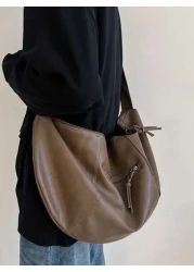 Fashionable Solid Color Shoulder Bag Personalized Casual Crossbody Bag Large Capacity Soft PU Dumpling Bag Korean Style Backpack School Bag Commute Gifts Scream Men Bag Winter Laptop Thanksgiving Trav