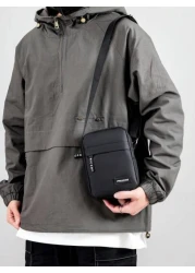 Portable Mini Letter Patchwork Crossbody Shoulder Bag For Phone Suitable For Work Shopping Sports And Travel Sling Vacation School Summer Carry On Polyester Black Personalized Gifts Dad Husband Boyfri