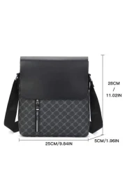 Men s Pu Leather Messenger Shoulder Bags Single Strap Flap Crossbody Bag College Valentine s Day Gift Vintage Old Money Bag For Valentines Day Gift Bag Classic Retro Printed Vintage Print Black Bag Hi