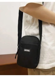 1 Pc Mini Mesh Front Pouch Decor Nylon Men s Shoulder Bag Casual Crossbody Bag For Shopping Travel Holiday Gift