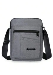 Zipper Closure Men s Grey Nylon Shoulder Crossbody Bag Sling Bag Shoulder Bag Side Bag Square Bag For Holiday School Bag For College Students Summer Gifts For Boyfriend College Bag Dad Sling Bag Multi