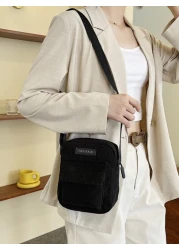 Mini Letter Patch Decor Square Bag Crossbody Bags Minimalist Square Bags Square Shoulder Handbag With Wide Strap Cell Phone Women s Shoulder Handbags Wallet Convertible Crossbody Backpacks Messenger T