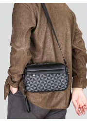 Korean Style Shoulder Bag Square PU Leather Crossbody Bag With Random Floral Windmill Print Versatile For Casual Business College Students Sports Gift For Boyfriend Mini Bag Small Bag Purse