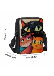 حقيبة كتف مطبوعة من طرف واحد بنمط القطة