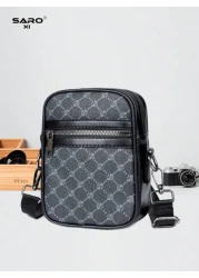 1pc Retro Men s Shoulder Bag Side Pocket Messenger Bag Casual Crossbody Bag Multi Functional For Commute PVC Black Simple Design Gift For Boyfriend Fashion