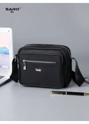saroxi حقيبة كتف رجالية قطعة واحدة ، حقيبة رسول ذات جيب جانبي ، حقيبة متداخلة ، حقيبة مربعة ، متعددة الوظائف ، مقا