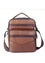  Top Grain Leather New Business Men s Messenger Bag Multi Layer High Capacity Lightweight Suitable For Commuting Travel Shopping Soft Texture Wear Resistant Waterproof
