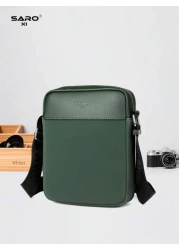 حقيبة كتف رجالية ذات لون أحادي بميل محفظة، جيب جانبي، حقيبة رسول عرضية غير رسمية، حقيبة متعددة الوظائف للتنقل