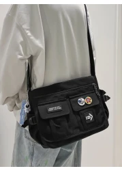 High School Students Multifunctional Sling Bag Shoulder Bag Casual Bag Letter Patch Messenger Bag For Travel College School Outdoor Sports Crossbody Bag Side Bag Lightweight With Adjustable Strap Nylo