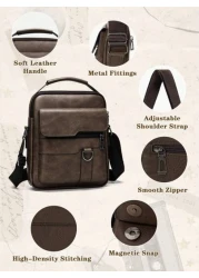 Men s Crossbody Bag Flip Shoulder Bag Waterproof PU Leather Shoulder Sling Bag Anti Theft Lightweight Casual Bag For Work Travel Bussiness College Cycling Small Messenger Bag For Documents Essentials