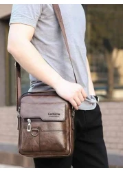 Men s Handbag Men s Shoulder Bag Retro PU Leather Vertical Hand Business Casual Bag Schoolbag