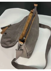 Pentagram Crossbody Bag Tassel Zipper Design Retro Classic Men Shoulder Bag Suitable For Hiking Commuting Travel School Sling Bag