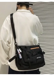 High School Students University Freshman Multifunctional Sling Bag Shoulder Bag Casual Bag Men Letter Graphic Buckle Decor Crossbody Bag Handbag Schoolbag For Travel College Outdoors Hiking Hiking Lar