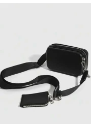 Minimalist Small White Square Wallet With Removable Wide Strap Crossbody Bag Graduation School Supplies