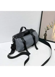 Waterproof Nylon Crossbody Bag For Men Multifunctional Adjustable Shoulder Bag Circle Bucket Black Bag With Large Capacity For Work Travel Camping Beach Holiday Vacation Travel Essentials For High Sch