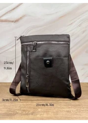 HOVI S Men s Fashion Slim Crossbody Bag Stylish Ultra Thin Business Casual Commuter Shoulder Bag With Flap Multi Compartment Large Capacity Multi Functional Messenger Bag For Men