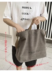 peach tree 1pc Peach Tree Fashion Simple Letter Print Large Capacity Lightweight Fit 12 Inch Tablet Bag For Men Retro Canvas Solid Color Crossbody Bag Christmas Men Bag Vacation Travel Essentials Dad