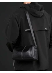 New Men s Commuter Shoulder Messenger Bag Lightweight PU Soft Leather Small Bag Minimalist Sophisticated Pillow Bag