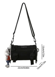 Letter Graphic Bucket Bag With Bag Charm Casual Crossbody Bag Sling Bag Shoulder Bag Side Bag Square Bag For Holiday Travel Essentials School Bag For College Students Summer Gifts For Boyfriend Colleg