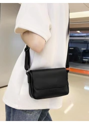 Men s Business Style Minimalist Letter Print Crossbody Bag With Flap Leather Business Casual Shoulder Bag Side Bag Sling Bag For Travel Vacation School Holiday Sport Waterproof Lightweight Dorm Univer