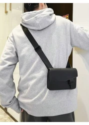 peach tree 1pc Casual Minimalist Solid Color Adjustable Strap Outdoor Travel Holiday Flap Cover Water Resistant Lightweight PU Crossbody Bag Unisex Design From Peach Tree Christmas Men Bag Vacation Tr