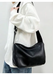 Casual Fashion Men Minimalist PU Water Proof Crossbody Bag With Wide Strap Square Shape And Single Compartment For Daily Commute Or Traveling Sling Bag Work Weekend Camping Black Bag Hiking Large Capa