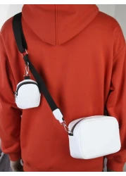 Students Multifunctional Shoulder Bag Men Minimalist Square Bag With Coin Purse Handbag Schoolbag College Outdoors Sports Commute PU Leather Water Proof Portable Side Bag Mini Coin Purse Mini Box Cros