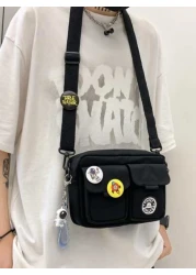 High School Students University Freshman Multifunctional Sling Bag Shoulder Bag Casual Bag Men Cartoon Decor Crossbody Bag Handbag Schoolbag For Travel College Outdoors Sports Commute Nylon Dorm Schoo