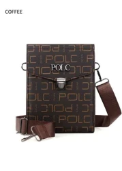 POLC Business Floral Print Men s Messenger Bag For Commuting Fashion Letter Flap Small Card Holder Phone Pouch PU Leather Large Capacity One Shoulder Bag Hanging Bag Small Square Bag Double Zipper Pho