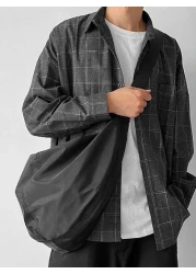 1pc Black Solid Color Nylon Cloth Water Proof Crescent Shaped Shoulder Bag With Large Capacity And Zipper Suitable For Men s Daily Commuting Traveling And School College Bag Purse Holiday Storage Bag