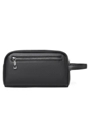 Portable Washing Toiletry Bag Men s Handbag For Sports Small Black Clutch Bag With Zipper And Litchi Pattern Wash Bag Toiletry Bag Outdoor Work And School Essentials Present Valentines Gifts Black Bag