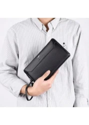 Large Size Men s Leather Clutch Wallet Long Travel Passport Business Phone Pouch Credit Card Holder Anti Theft Password Lock Casual Handbag Gifts Fall Christmas Scream Men Bag Wallet Hand Bag Men Than