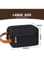 1pc Large Capacity Travel Toiletry Bag Oxford Cloth Compartment Wash Bag Makeup Bag Cation Material Solid Color For Business Trip Shaving Kit Skincare Products Portable Storage Bag Toiletry Organizer
