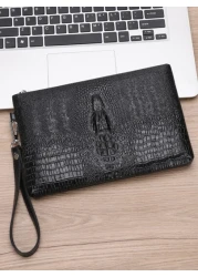 2023 New Men Wallet Pu Clutch Purse Male Hand Bag Crocodile Head Clutch Pack Black Bag Clutch Bag Hand Bag Office Supplies Vintage Gift Gift For Husband Dad Gift Valentines Thanksgiving Travel Winter