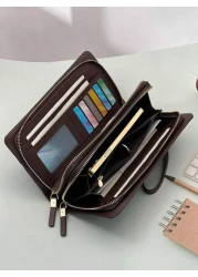 KAIDUCH Fashion Vintage Clutch Purse Casual Large Capacity Double Zipper Handbag Cell Phone Bag Card Organizer Wallets Card Cases Money Organizers Clutch Handbag Wristlet Work Weekend Travel Camping S