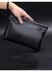gorchis New Men s Soft Leather Clutch Bag Large Capacity Envelope Bag Black Practical With Space For Mobile Phones And Change Handbag Purses Anti Theft Bag Carry On College Multi Functional Christmas