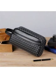 Men s PU Leather Handbag Wallet Business Wrist Bag Anti Theft Clutch Bag Mobile Phone Bag Travel Toiletry Kit Shaving Supplies Organizer