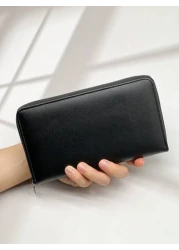 New Waxed Leather Long Zip Clutch Bag Spacious Casual Fashion Gifts Fall Christmas Scream Men Bag Wallet Hand Bag Men Zipper Bag Fashionable Casual Thanksgiving Travel Winter Purse Holiday Wash Bag Ol