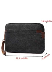 1 Pc Casual Canvas Men Clutch Wrist Bag With Faux Leather Wallet Men Handbag Clutch Bag Long Wallet Coin Purse Phone Bag For Travel And Business Multi Colors Available Purse Essentials