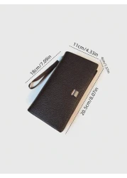 1 Piece Long Zipper Pu Leather Wallet For Men Large Capacity Purse Men Card Phone Holder Wallets Clutch Bag