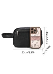peach tree 1pc Men Business Clutch Bag Peach Tree Brand PU Square Pillow Wrist Wallet Pouch Crossbody Handbag Versatile Storage Bag For Business Travel Gifts For Men Father s Day Valentine s Day