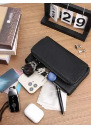 HOVI S Classic Solid Color Retro Clutch Bag Simple Business Large Capacity Lightweight Waterproof Daily Commuting Mobile Phone Bag Man Bag Students Travel Winter Holiday Wash Bag Old Money Multi Card