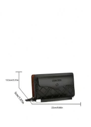 1pc Solid Color PU Leather Men s Clutch Bag Multi Compartment Wrist Pouch With Magnetic Snap Zipper Closure Versatile For Travel Shopping Office School Work Business Commuting Outdoor Trip