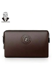 Leather Men s Clutch Wallet Men s Business Password Lock Wallet Anti Theft Clutch Wallet With Phone Holder Travel Bag Coffee Color Durable