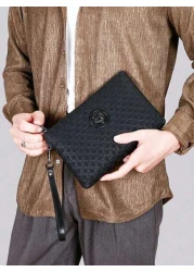 Men s Clutch Bag Men s Handbag Men s Wrist Bag Men s Toilet Bag Large Capacity Waterproof Lightweight Suitable For College Business Travel PU Leather Retro Simple Washing Bag Old Money Summer Back To