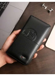 HOVI'S محفظة طويلة ذات طراز قديم ومصمم بسيط، ذات سعة كبيرة متعددة فتحات البطاقات، محمولة للأعمال/المكتب/السفر، م