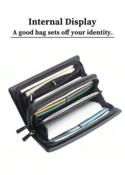 HOVI S Classic Solid Color Retro Clutch Bag Simple Business Large Capacity Lightweight Waterproof Men s Daily Commuting Mobile Phone Bag