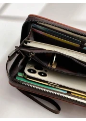 HOVI S Fashion Retro Minimalist Long Wallet Spacious With Multiple Card Slots Business Commute Zipper Wallet For Men Christmas Gifts Gift Thanksgiving Vintage Gifts For Men Wristlet Keychain Wallet Tr