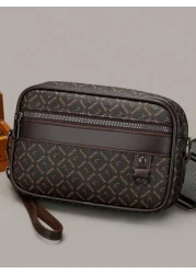 Classic PU Men s Clutch Bag Old Flowers Vintage Pattern Multi Pocket Design Large Capacity Business Men s Shoulder Crossbody Square Bag Daily Business Office Wristlet Wallet